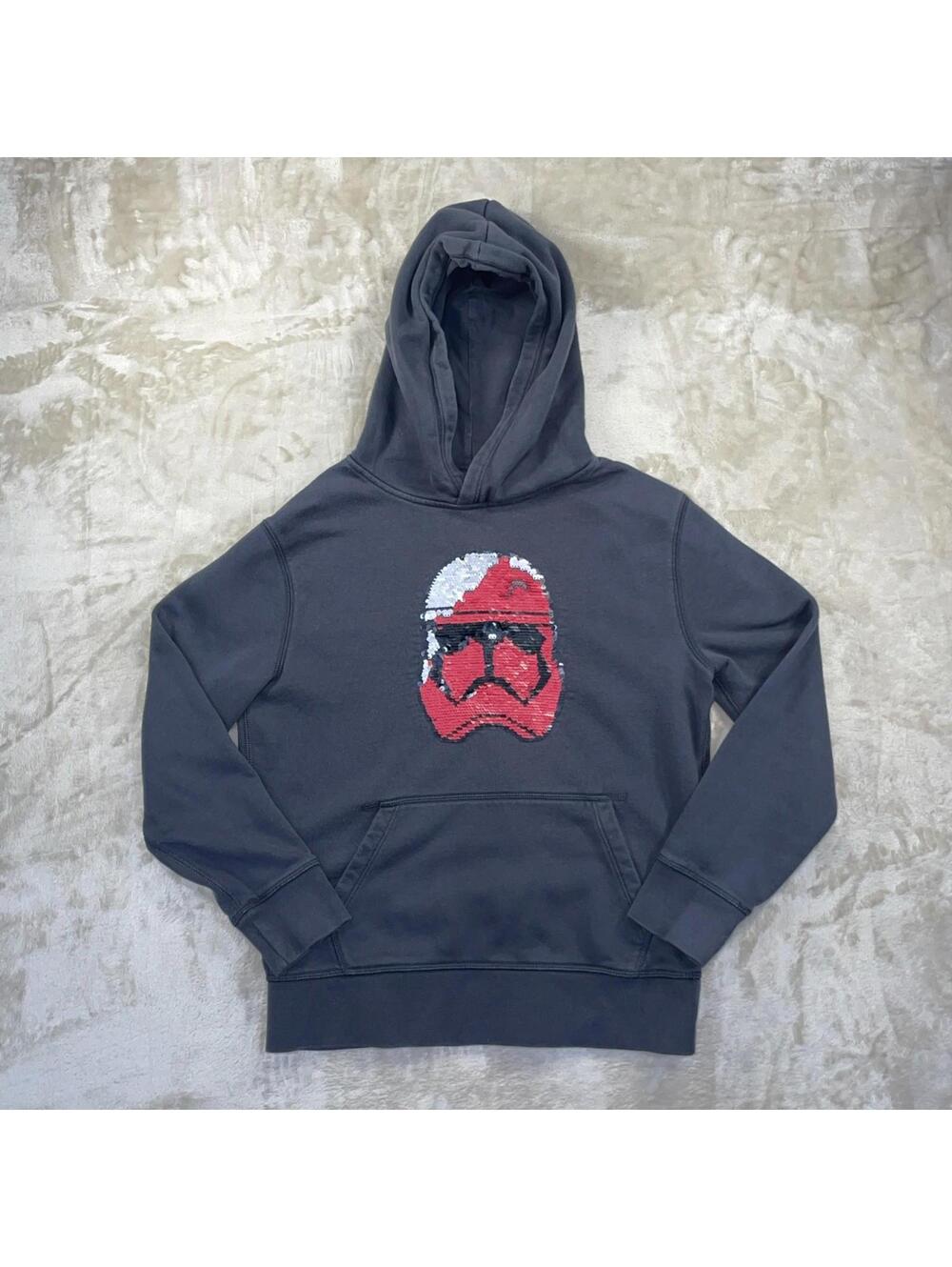 Gap Boys Star Wars Stormtrooper Sweatshirt Gray XL (12) Sequin Pullover Hoodie